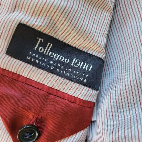 Brooks Brothers Blazer Mens Size 42 Long Tollegno 1900 Career Navy Pinst… - Picture 5 of 15